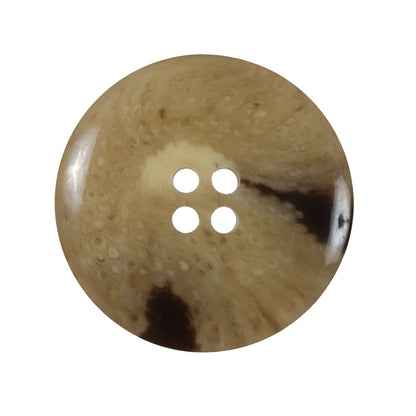 Beige and Brown Swirl 4-Hole Smooth Top Plastic Button - 40L/25.5mm Detail