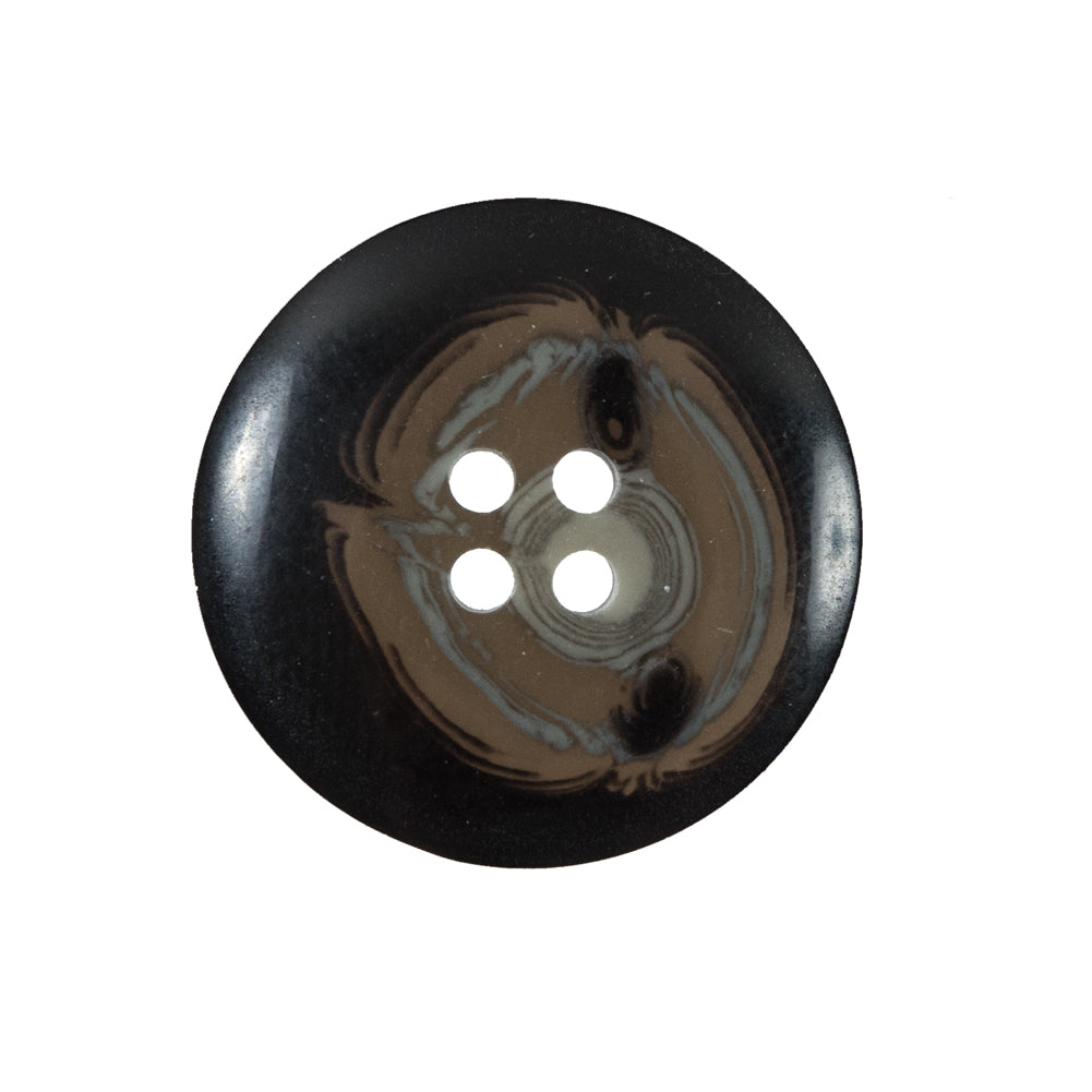 Black and Brown Plastic Button - 40L/25mm - Detail