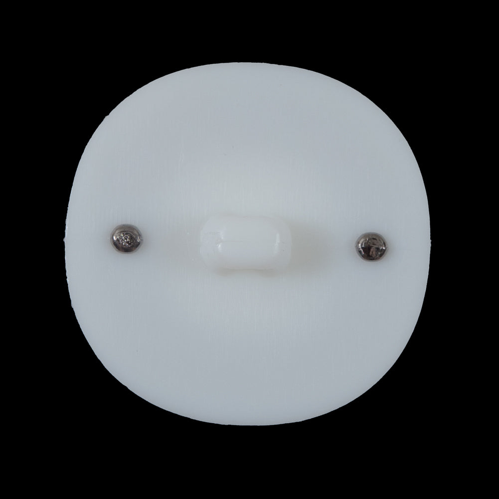 White and Gunmetal 2-Piece Plastic Button - 45L/28mm - Detail