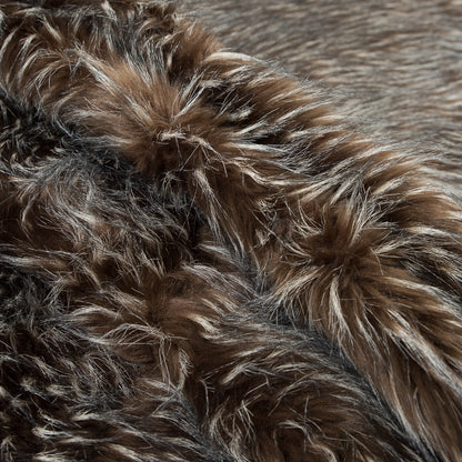 Cub Brown and Winter White Spotted Thick Faux Fur - Folded