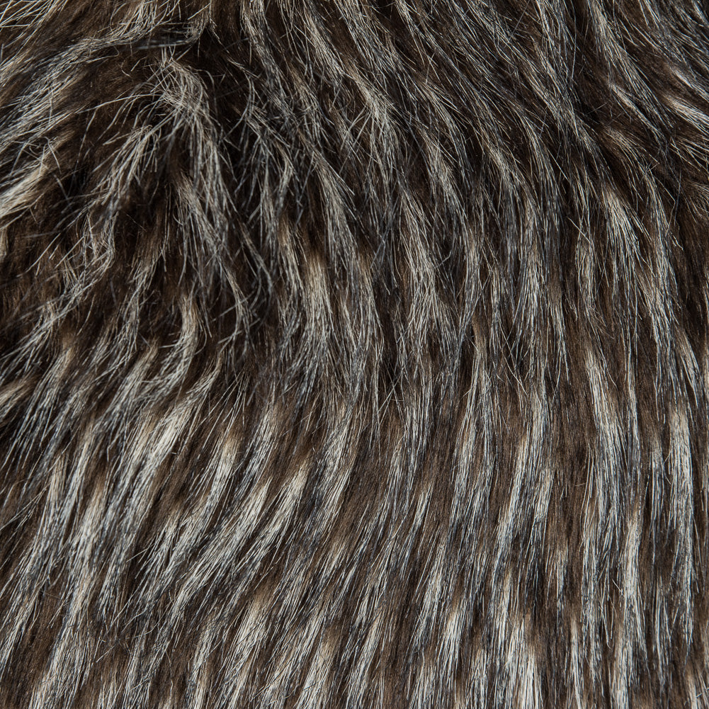 Cub Brown and Winter White Spotted Thick Faux Fur - Detail