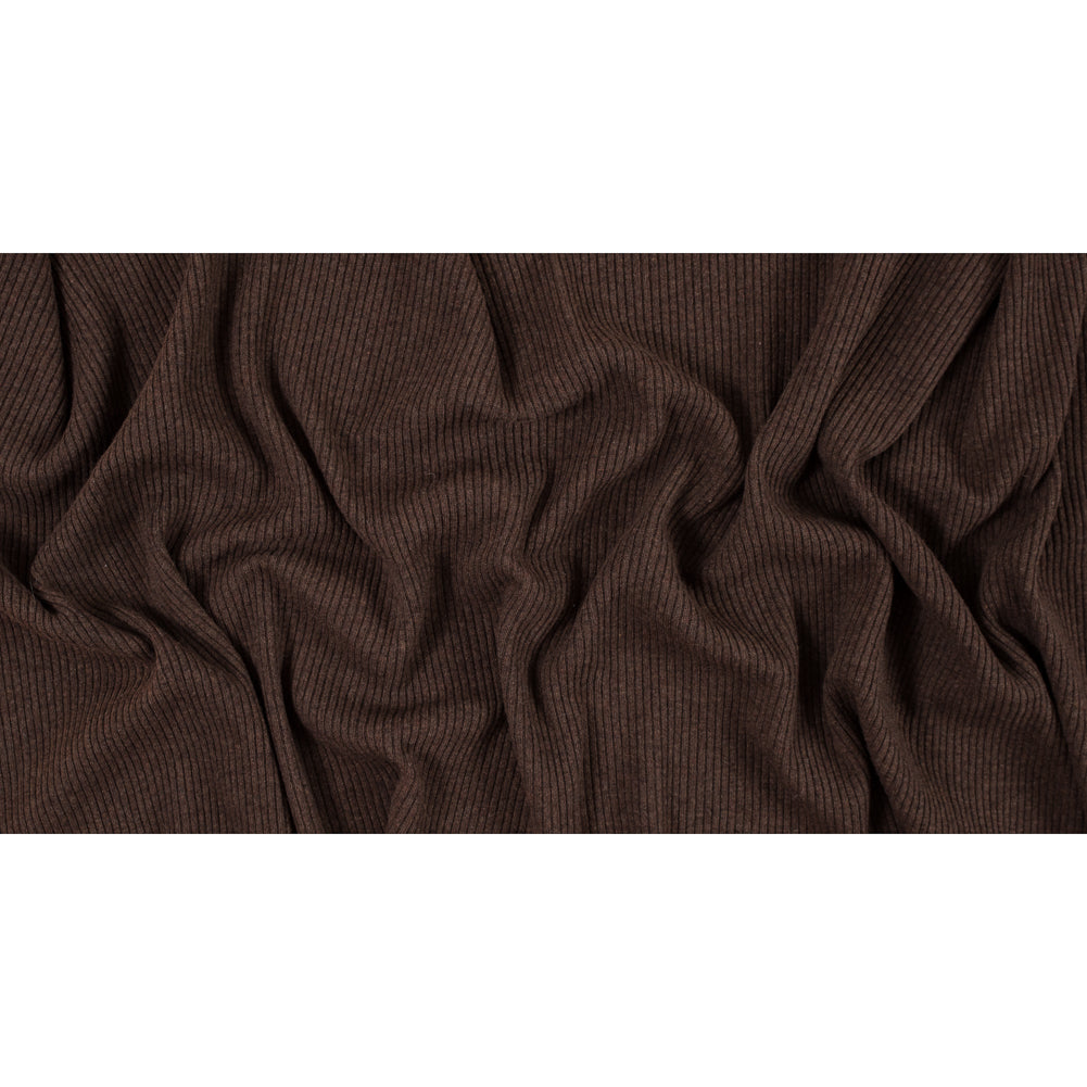 Italian Coffee Brown 2x2 Wool Rib Knit Folded