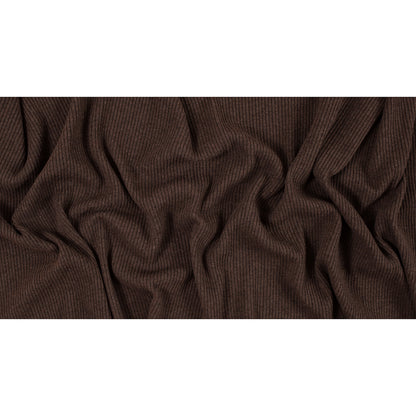 Italian Coffee Brown 2x2 Wool Rib Knit Folded