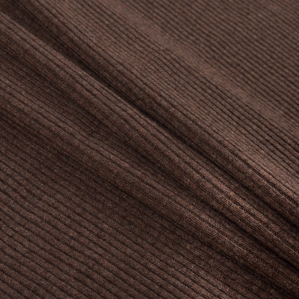 Italian Coffee Brown 2x2 Wool Rib Knit Detail