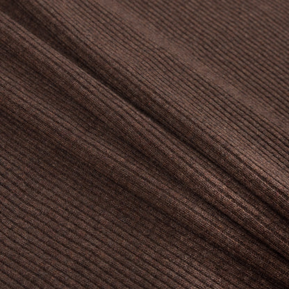 Italian Coffee Brown 2x2 Wool Rib Knit Detail