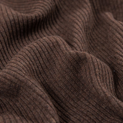 Italian Coffee Brown 2x2 Wool Rib Knit Full
