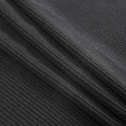 Italian Black 2x2 Wool Rib Knit - Folded