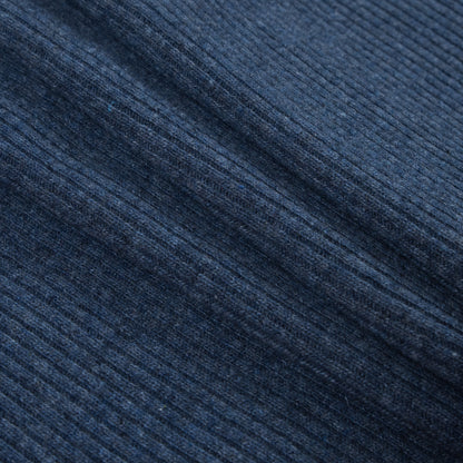 Italian Jean Blue 2x2 Wool Rib Knit Folded