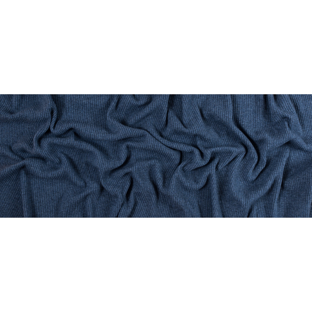 Italian Jean Blue 2x2 Wool Rib Knit Full