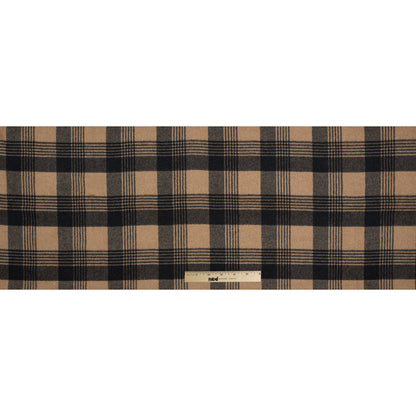 Italian Camel and Black Plaid Brushed Wool Twill - Full