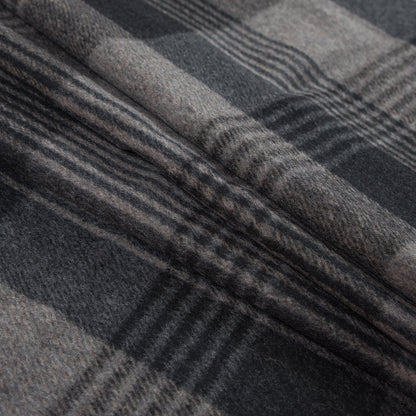 Italian Gray Plaid Brushed Wool Twill Folded