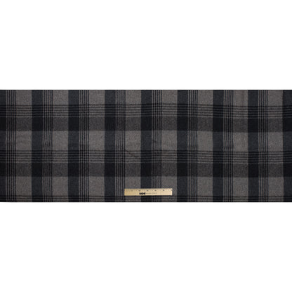 Italian Gray Plaid Brushed Wool Twill Full