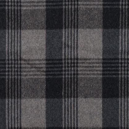 Italian Gray Plaid Brushed Wool Twill