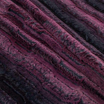 Famous NYC Designer Red Plum and Black Striped Faux Fur - Folded