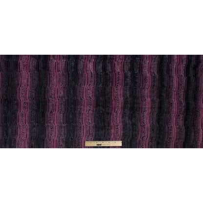 Famous NYC Designer Red Plum and Black Striped Faux Fur - Full
