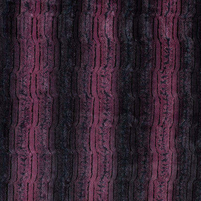 Famous NYC Designer Red Plum and Black Striped Faux Fur