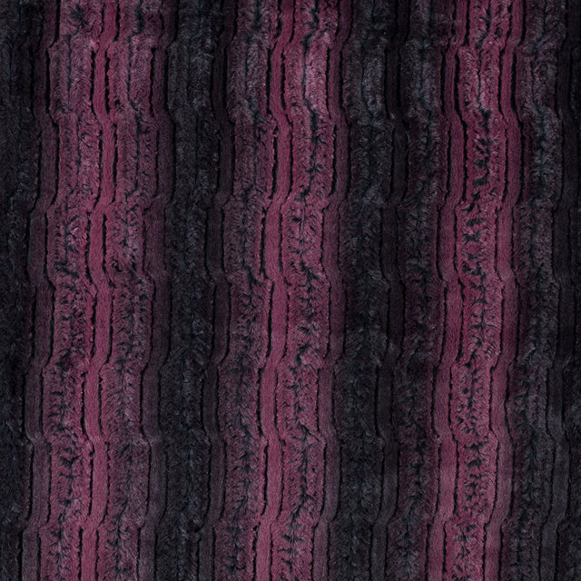 Famous NYC Designer Red Plum and Black Striped Faux Fur