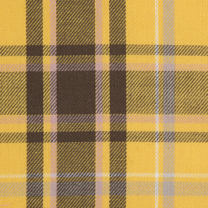 Daffodil Yellow Plaid Cotton Twill with Floral Eyelet Border Detail