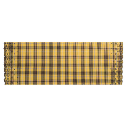 Daffodil Yellow Plaid Cotton Twill with Floral Eyelet Border Full