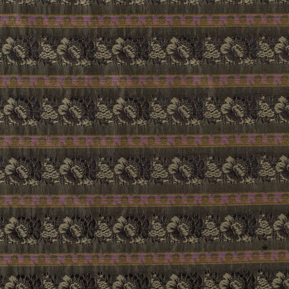 Olive Green Polyester Blend with Woven Floral Stripes