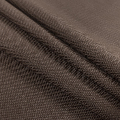Chocolate Brown Basketwoven Cotton and Polyester Upholstery Fabric - Folded