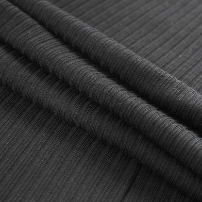 Black Stretch Tubular Rib Knit Folded
