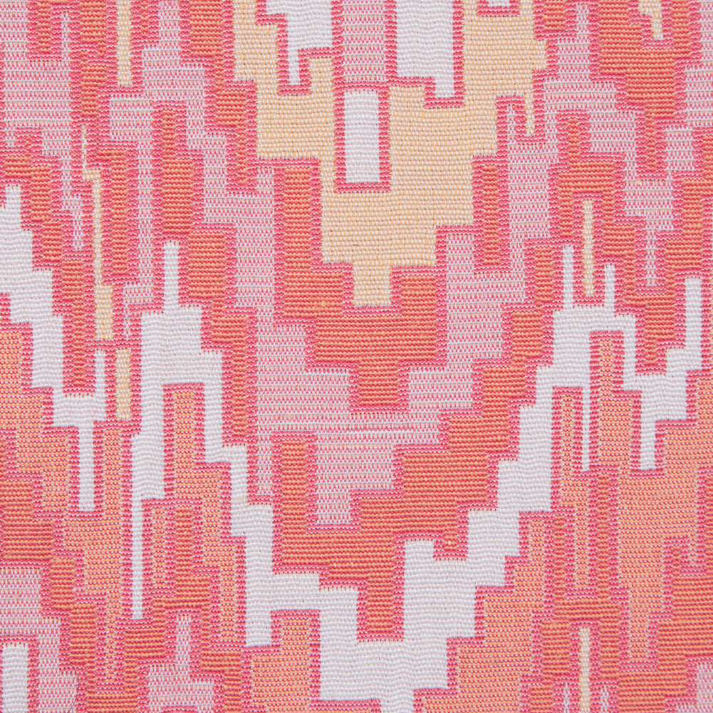 Peach Pink and Golden Haze Geometric Blended Cotton Woven Detail