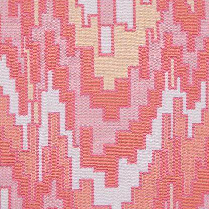 Peach Pink and Golden Haze Geometric Blended Cotton Woven Detail