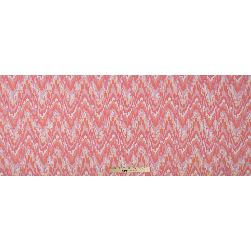 Peach Pink and Golden Haze Geometric Blended Cotton Woven Full