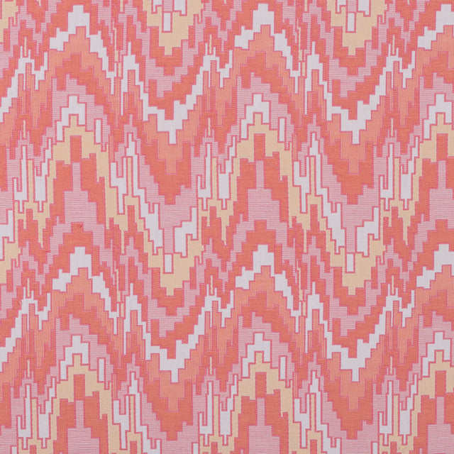 Peach Pink and Golden Haze Geometric Blended Cotton Woven