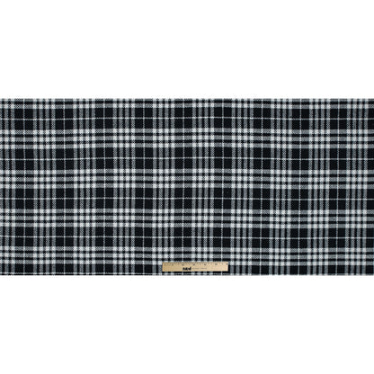 Black and White Glen Plaid Heavy Wool Twill - Folded