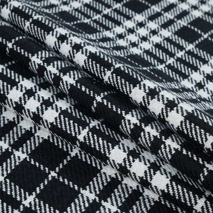 Black and White Glen Plaid Heavy Wool Twill - Detail