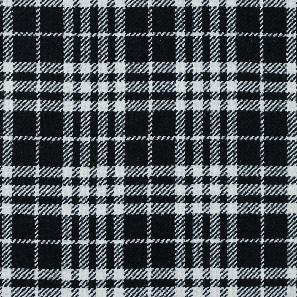 Black and White Glen Plaid Heavy Wool Twill