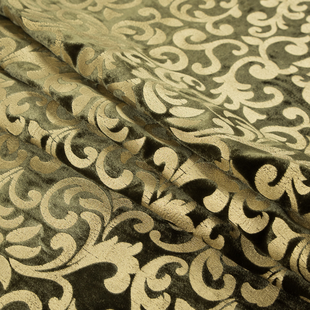 Moss Velvet with Royal Gold Foil Foliage Design Folded
