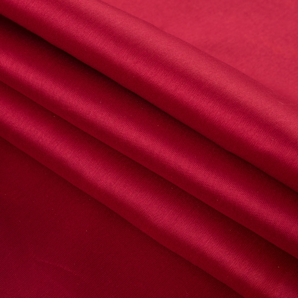 Scarlet Red Silk and Rayon Blended Sateen - Detail
