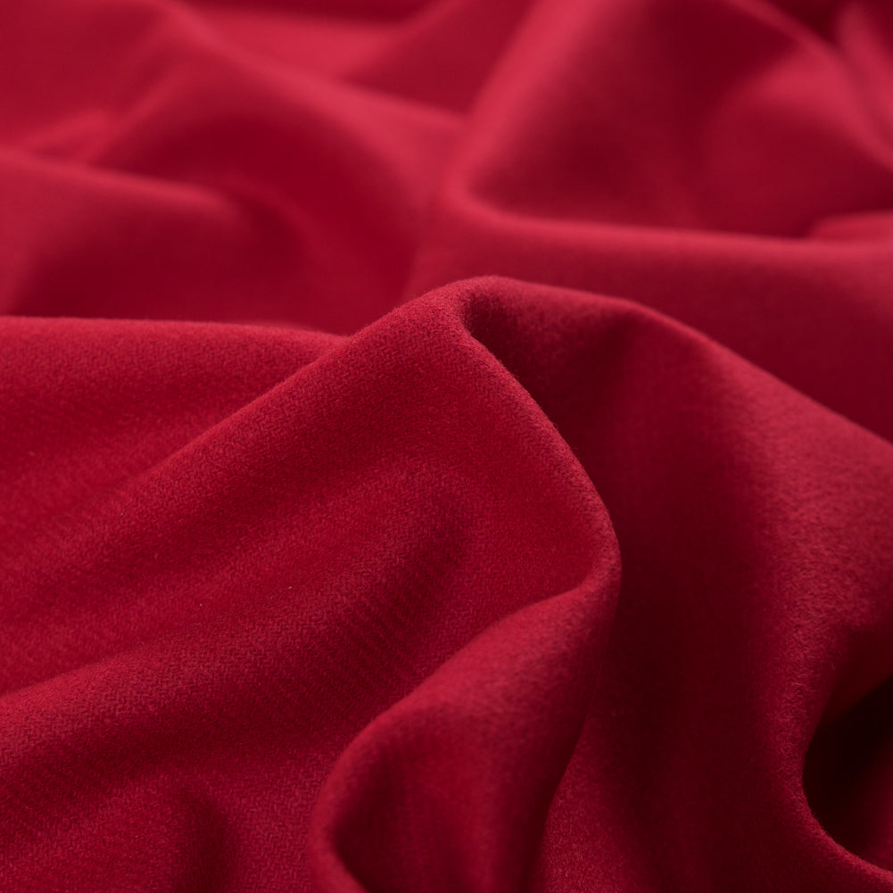 Ribbon Red Brushed Wool Twill Coating Detail