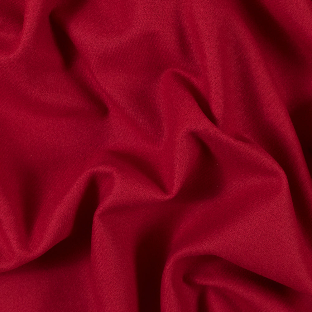 Ribbon Red Brushed Wool Twill Coating