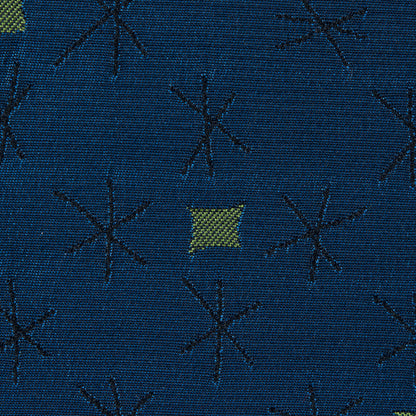 Delft Blue and Green Glow Textural Upholstery Jacquard - Detail