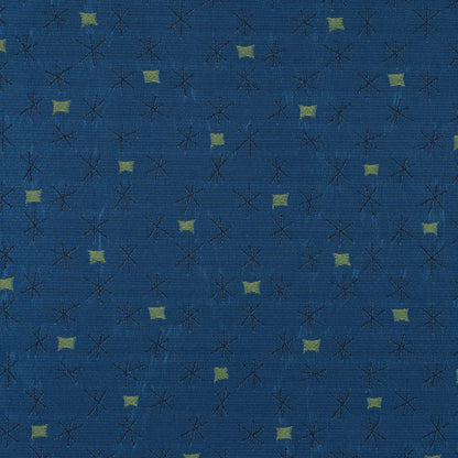 Delft Blue and Green Glow Textural Upholstery Jacquard