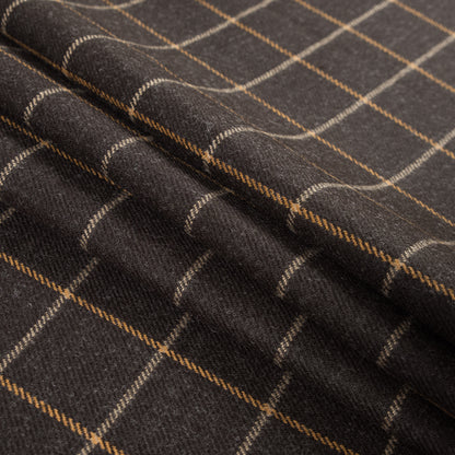 Demitasse Windowpane Check Wool Twill - Detail