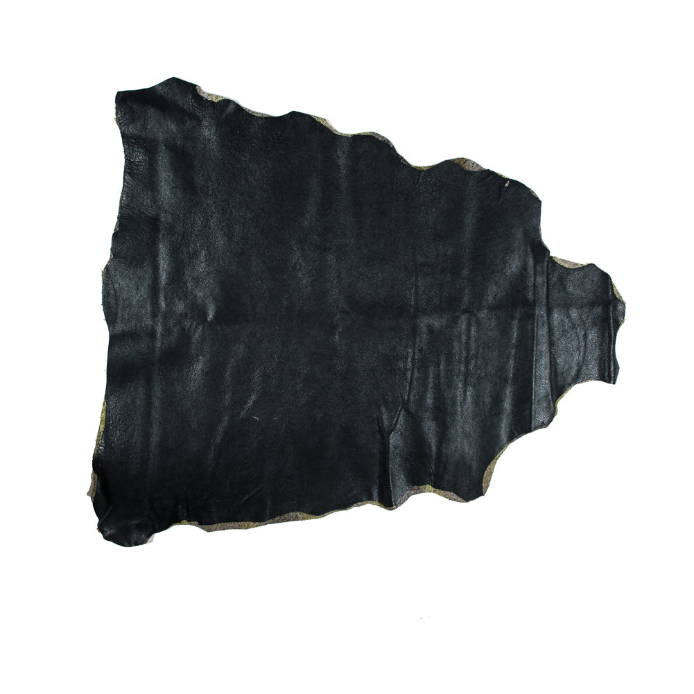 Medium Apple Green Plaid Wool bonded with Solid Black Lamb Leather - Full