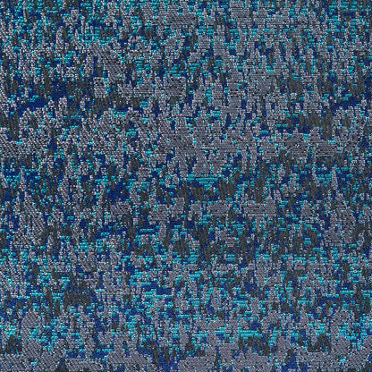 Metallic Dazzling Blue, Tropical Green and Silver Abstract Brocade Detail