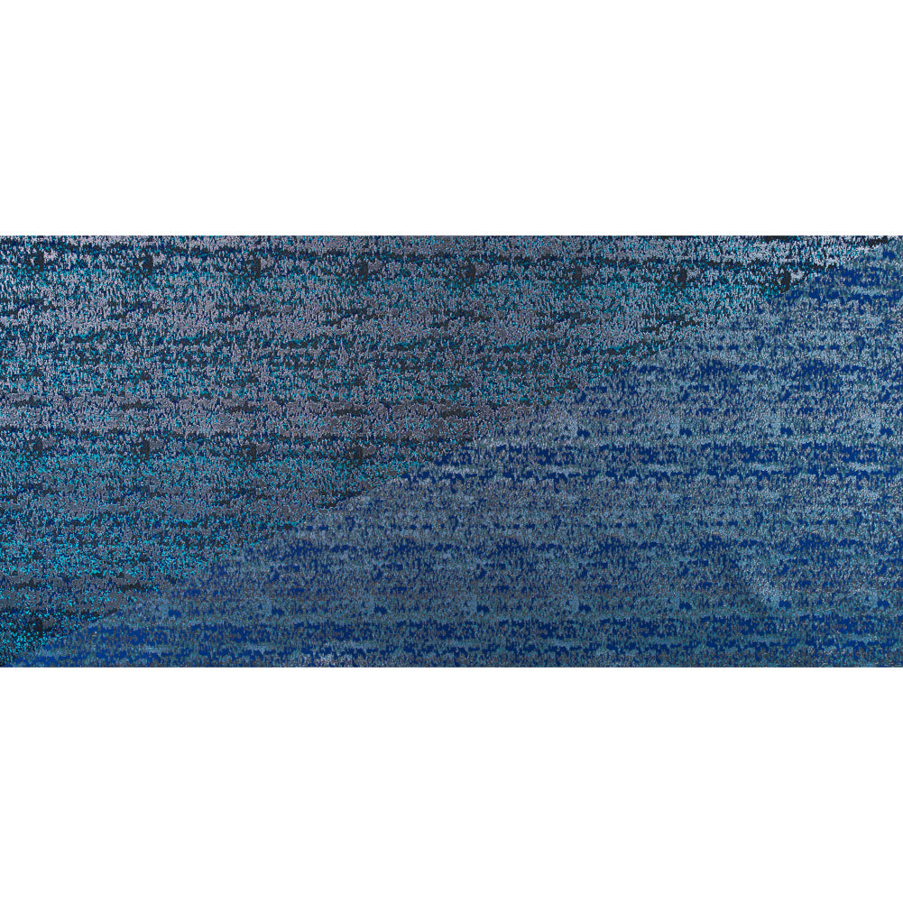 Metallic Dazzling Blue, Tropical Green and Silver Abstract Brocade Full