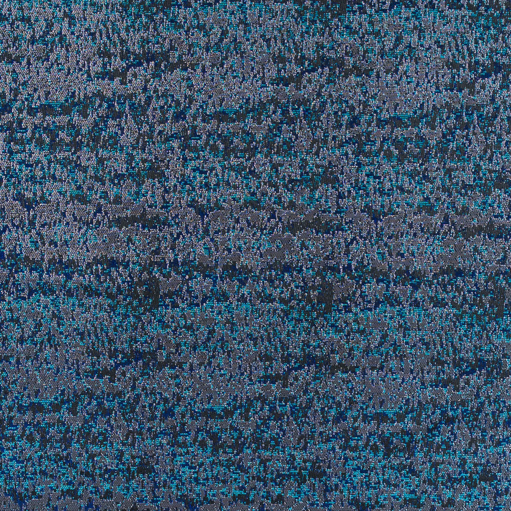 Metallic Dazzling Blue, Tropical Green and Silver Abstract Brocade