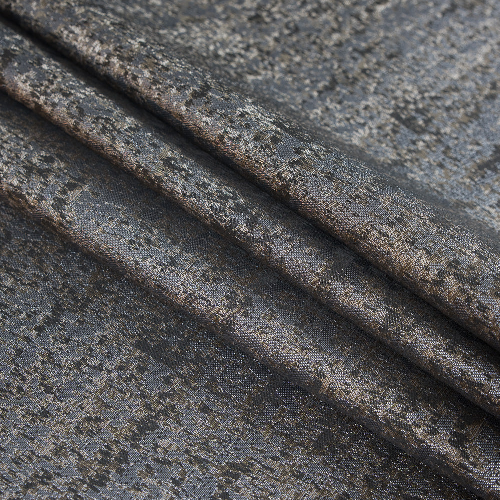 Metallic Gray and Wood Ash Abstract Brocade - Folded