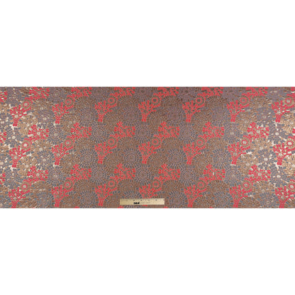 Metallic Gold and Neon Calypso Coral Floral Brocade - Full