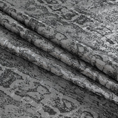 Metallic Silver Abstract Brocade Folded