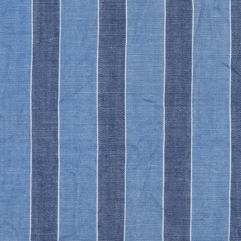 Steven Alan Country Blue Bengal Striped Crinkled Cotton Shirting Detail