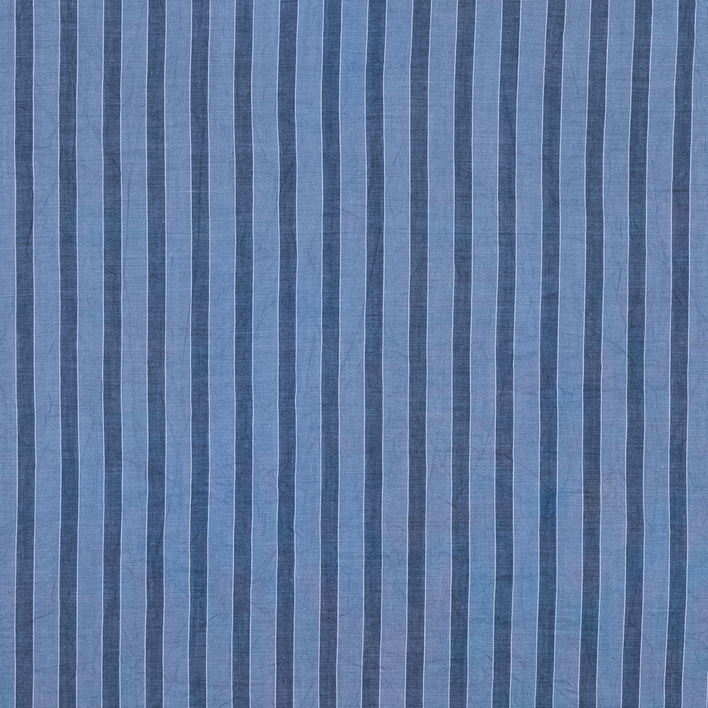 Steven Alan Country Blue Bengal Striped Crinkled Cotton Shirting