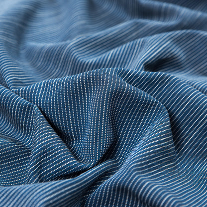 Steven Alan Insignia Blue and White Broken Pinstriped Rayon Shirting Detail